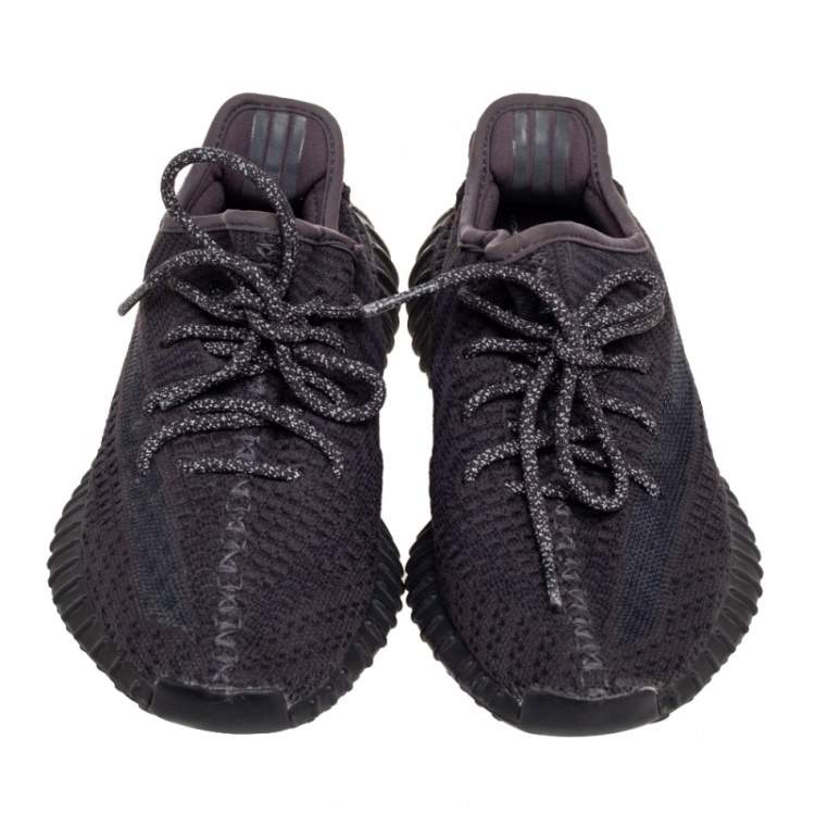 Pre Owned Yeezy x adidas Black Knit Fabric Boost 350 V2 Sneakers Size 38