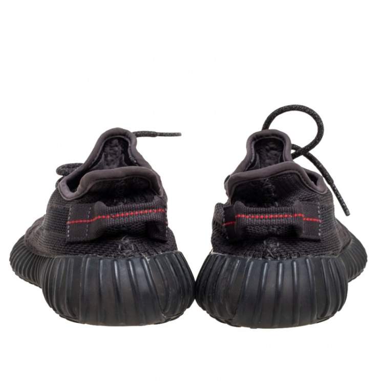 Pre Owned Yeezy x adidas Black Knit Fabric Boost 350 V2 Sneakers Size 38