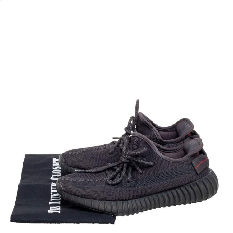 Pre Owned Yeezy x adidas Black Knit Fabric Boost 350 V2 Sneakers Size 38