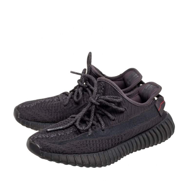 Pre Owned Yeezy x adidas Black Knit Fabric Boost 350 V2 Sneakers Size 38
