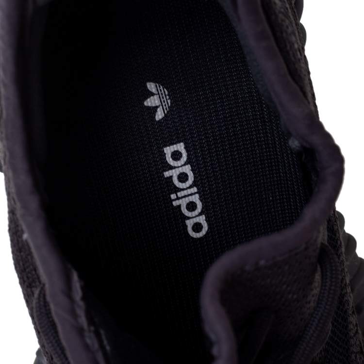 Pre Owned Yeezy x Adidas Black Knit Fabric Boost 350 V2 Cinder Sneakers Size 40