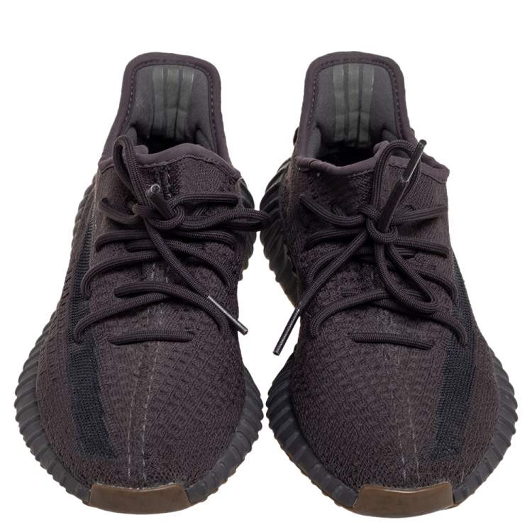 Pre Owned Yeezy x Adidas Black Knit Fabric Boost 350 V2 Cinder Sneakers Size 40