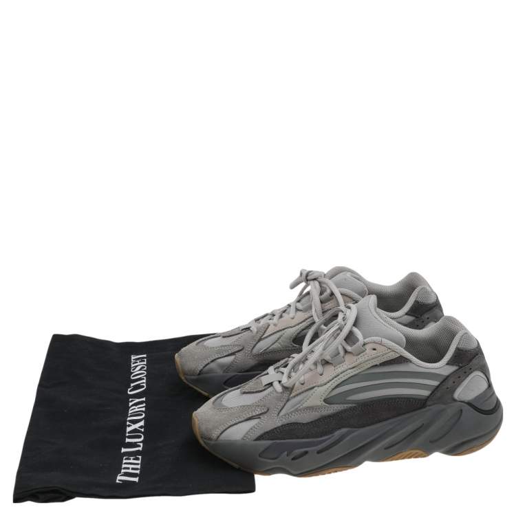 Pre Owned Yeezy x Adidas Grey Suede And Fabric Boost 700 V2 Tephra Sneakers Size 40