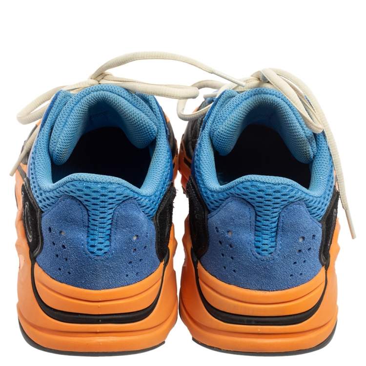Pre Owned Yeezy x Adidas Bright Blue Suede, Mesh and Leather Boost 700 Sneakers Size 40