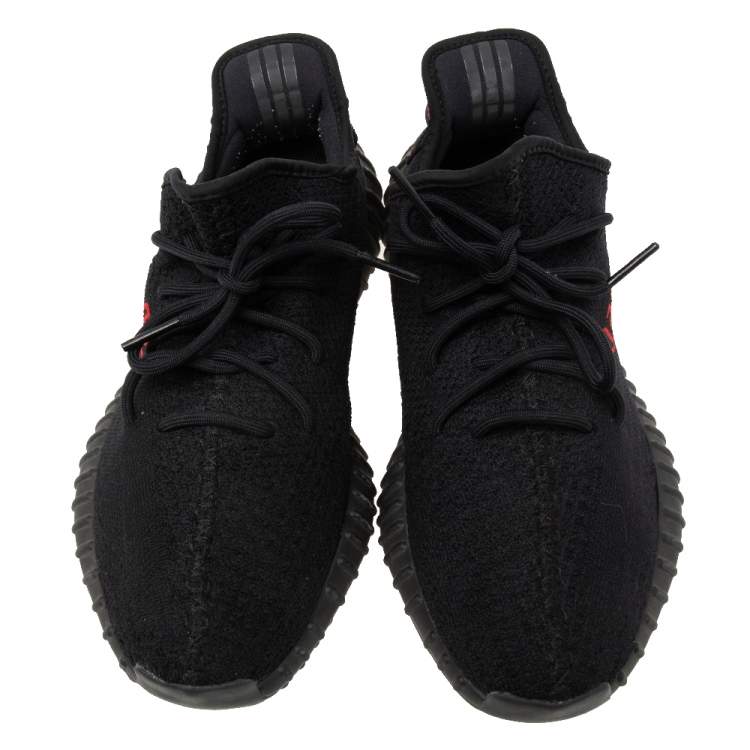 Pre Owned Yeezy x adidas Black Knit Fabric Boost 350 V2 Sneakers Size 45 1/3