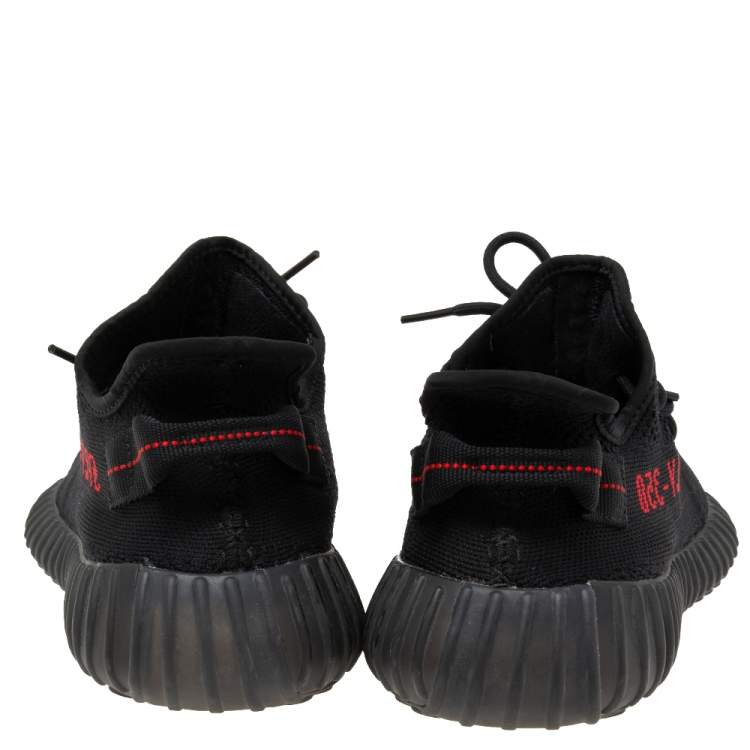 Pre Owned Yeezy x adidas Black Knit Fabric Boost 350 V2 Sneakers Size 45 1/3