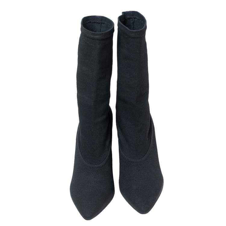 Pre Owned Yeezy x adidas Black Canvas Pointed Toe Ankle Boots Size 39