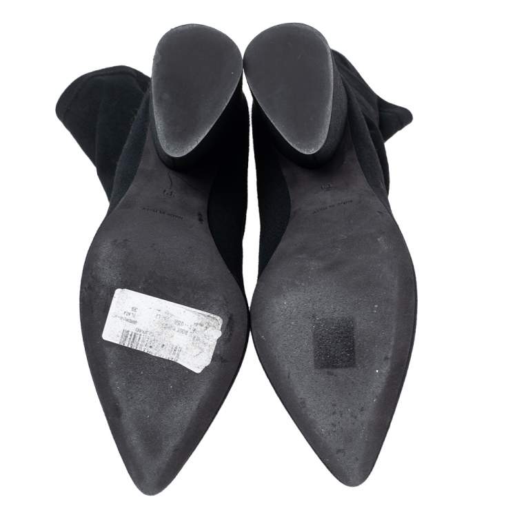 Pre Owned Yeezy x adidas Black Canvas Pointed Toe Ankle Boots Size 39