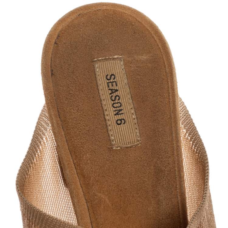 Pre Owned Season 6 Beige Mesh Open-Toe Mules Size 40.5