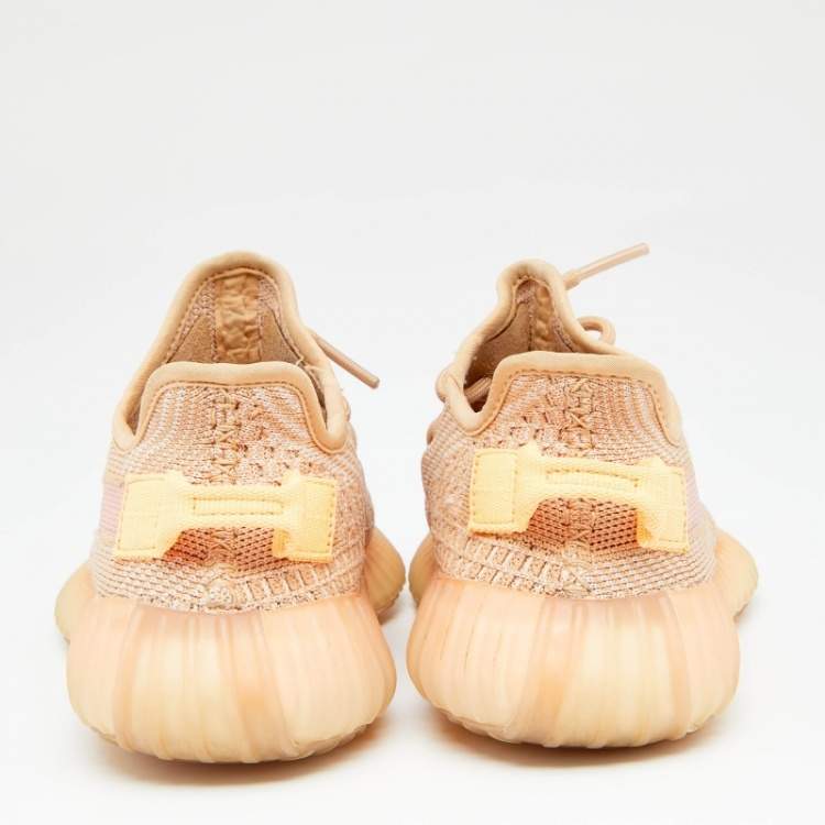 مملوكة مسبقًا Yeezy x Adidas Beige Knit Fabric Boost 350 V2 Clay Sneakers Size 36