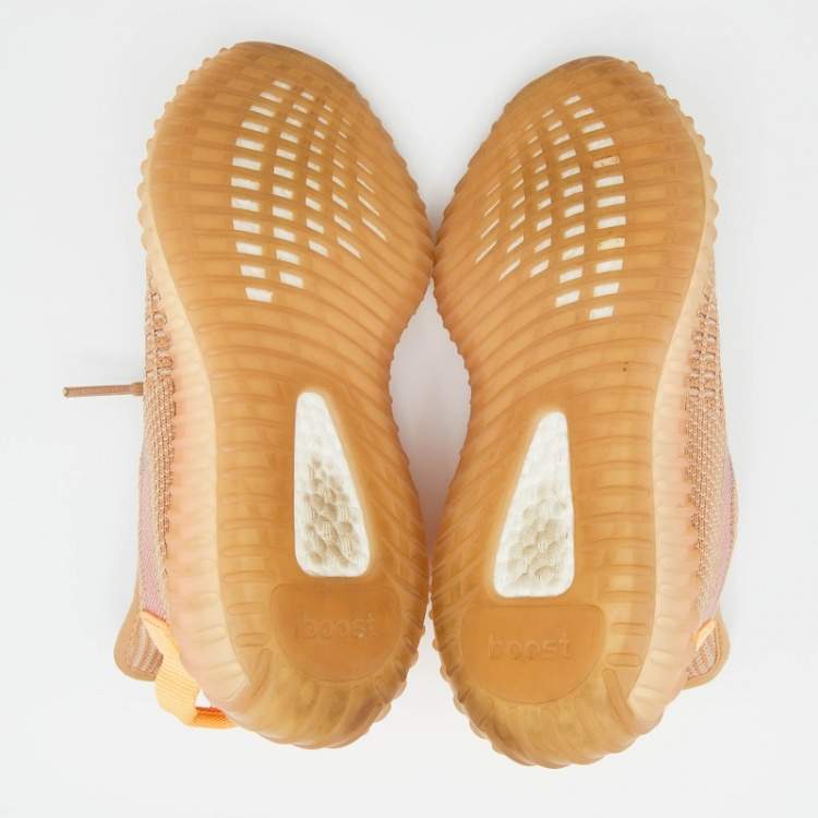 مملوكة مسبقًا Yeezy x Adidas Beige Knit Fabric Boost 350 V2 Clay Sneakers Size 36