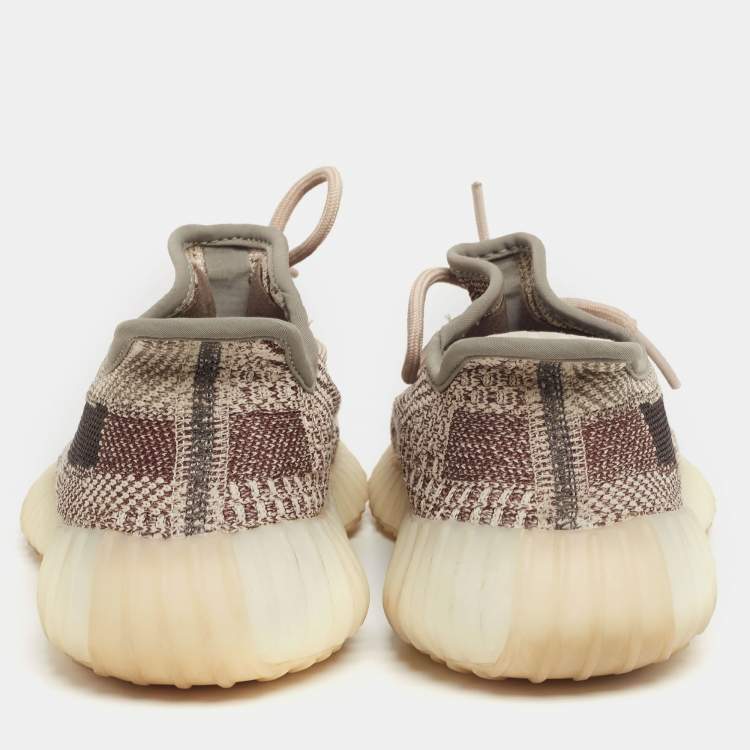 Pre Owned Adidas x Yeezy Brown/Cream Knit Fabric And Mesh  Boost 350 V2 Zyon Sneakers Size 36 2/3