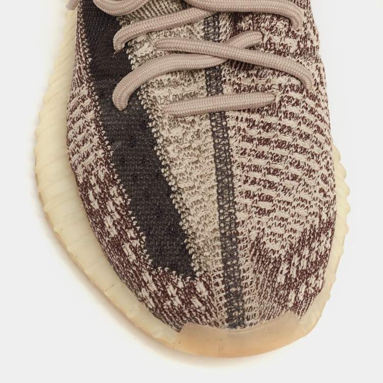 Pre Owned Adidas x Yeezy Brown/Cream Knit Fabric And Mesh  Boost 350 V2 Zyon Sneakers Size 36 2/3