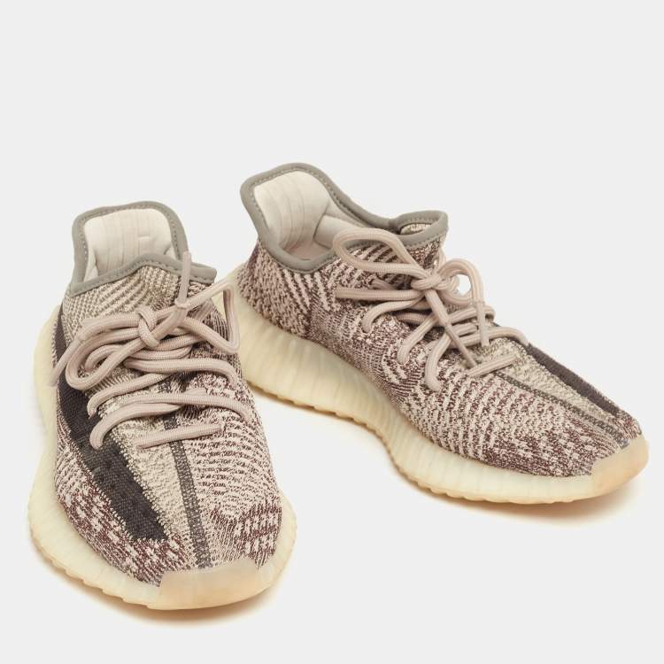 Pre Owned Adidas x Yeezy Brown/Cream Knit Fabric And Mesh  Boost 350 V2 Zyon Sneakers Size 36 2/3