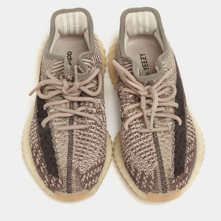Pre Owned Adidas x Yeezy Brown/Cream Knit Fabric And Mesh  Boost 350 V2 Zyon Sneakers Size 36 2/3