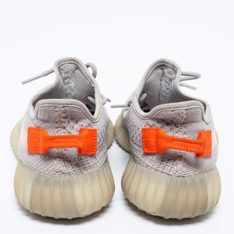 Pre Owned Yeezy x Adidas Grey Knit Fabric Tail Light Boost 350 V2 Sneakers Size 39.5