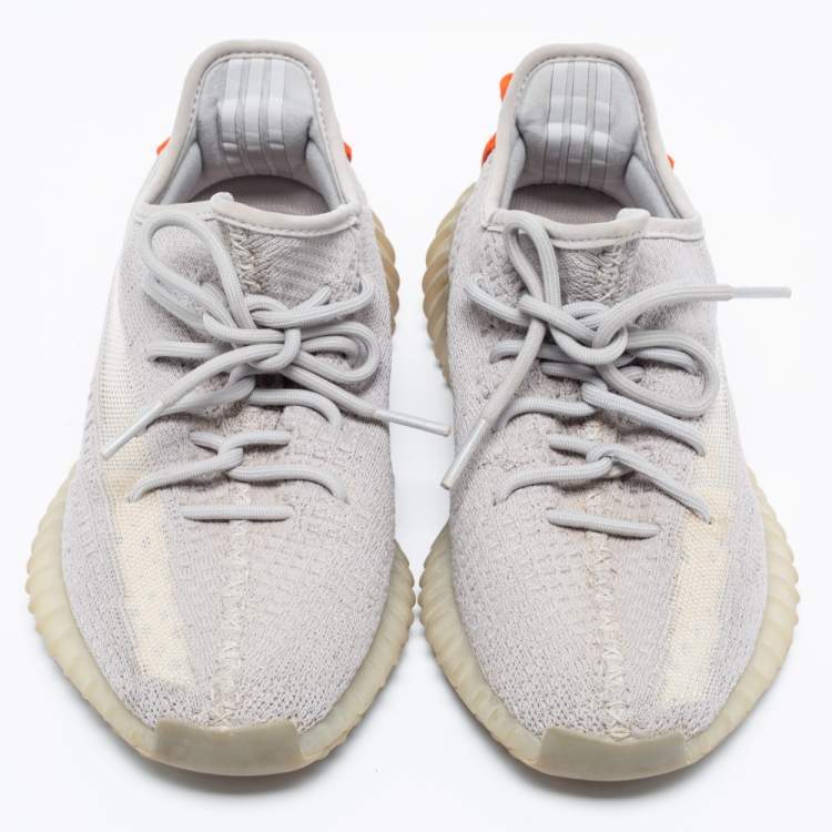 Pre Owned Yeezy x Adidas Grey Knit Fabric Tail Light Boost 350 V2 Sneakers Size 39.5