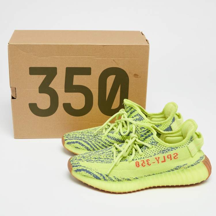 مملوكة مسبقًا adidas Yeezy  Green Knit Fabric Boost 350 V2 Semi Frozen Sneakers Size 39.2/3