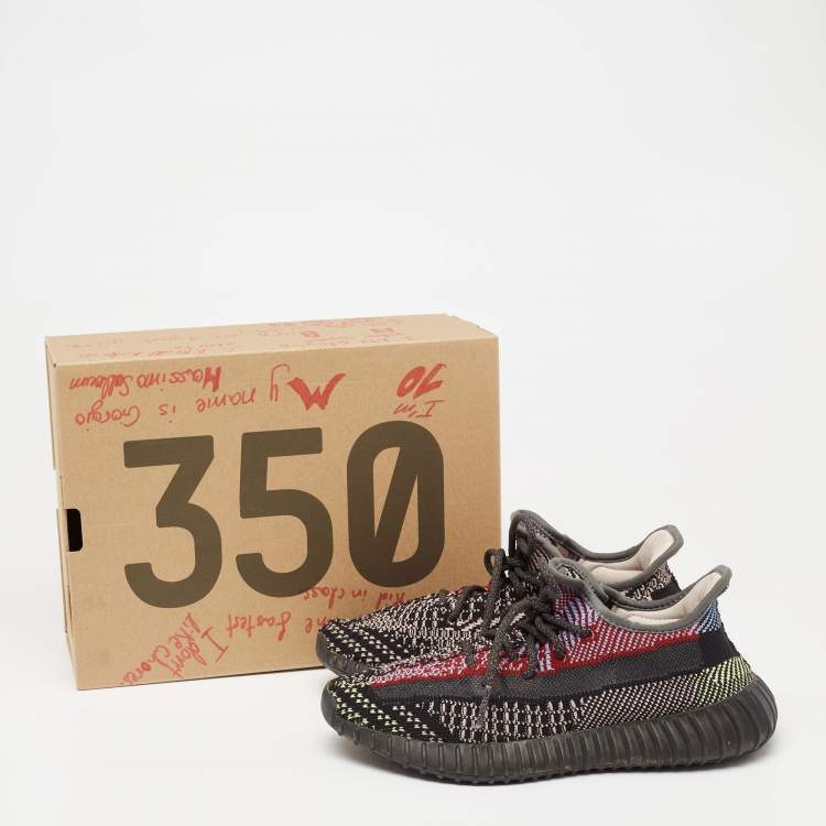 مملوكة مسبقًا Yeezy x Adidas Black Knit Fabric Boost 350 V2 Yecheil Sneakers Size 38 2/3