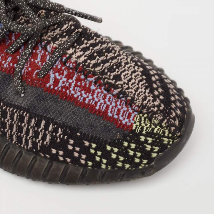 مملوكة مسبقًا Yeezy x Adidas Black Knit Fabric Boost 350 V2 Yecheil Sneakers Size 38 2/3