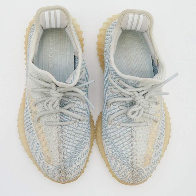 مملوكة مسبقًا Yeezy x Adidas Blue/White Cotton Knit Boost 350 V2 Cloud White Sneakers Size 38