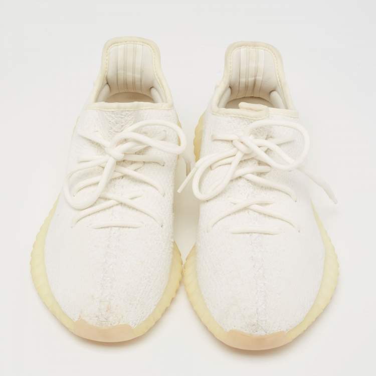 مملوكة مسبقًا Yeezy x Adidas White Knit Fabric Boost 350 V2 Non-Reflective Sneakers Size 40 2/3