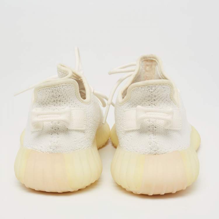 مملوكة مسبقًا Yeezy x Adidas White Knit Fabric Boost 350 V2 Non-Reflective Sneakers Size 40 2/3