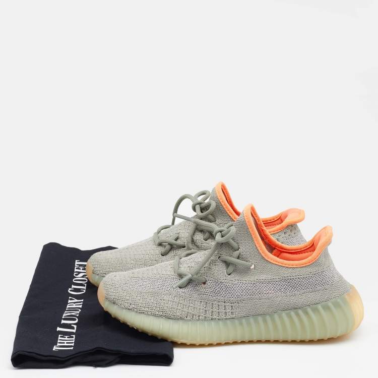 Pre Owned Yeezy x Adidas Pale Green/Grey Boost 350 V2 Desert Sage Low Top Sneakers Size 37 1/3
