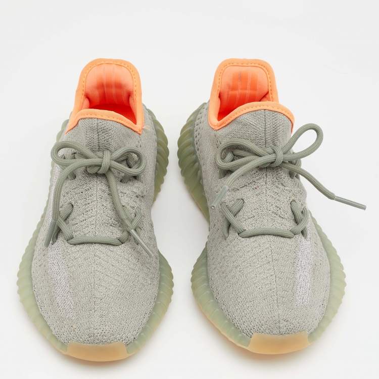 Pre Owned Yeezy x Adidas Pale Green/Grey Boost 350 V2 Desert Sage Low Top Sneakers Size 37 1/3