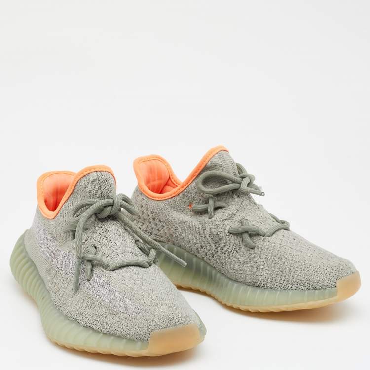Pre Owned Yeezy x Adidas Pale Green/Grey Boost 350 V2 Desert Sage Low Top Sneakers Size 37 1/3