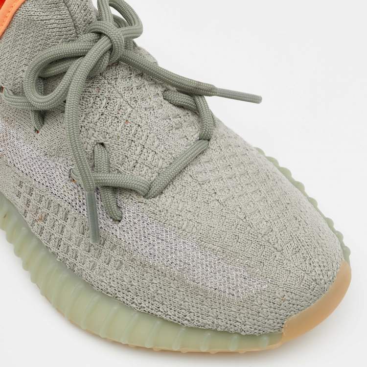 Pre Owned Yeezy x Adidas Pale Green/Grey Boost 350 V2 Desert Sage Low Top Sneakers Size 37 1/3