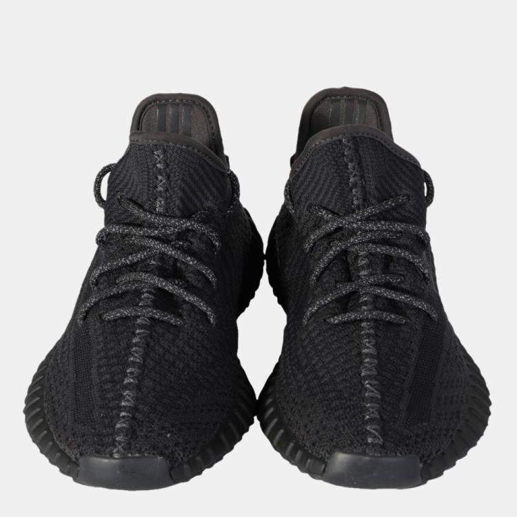 مملوكة مسبقًا Yeezy x Adidas Black Knit Fabric Boost 350 V2 Black Non-Reflective Sneakers Size 40