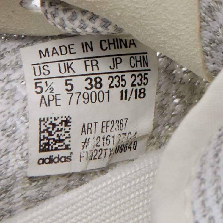 مملوكة مسبقًا Yeezy x adidas White/Grey Knit Fabric Boost 350 V2 Static Reflective Sneakers Size 38