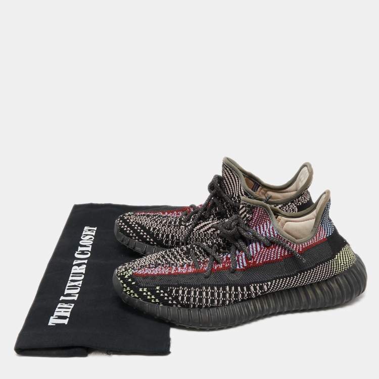 Pre Owned Adidas Yeezy Boost Multicolor Knit Fabric And Mesh 350 V2 Yecheil Reflective Sneakers Size 40