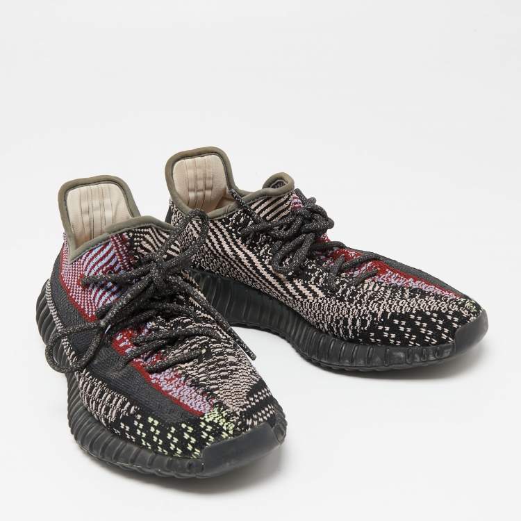 Pre Owned Adidas Yeezy Boost Multicolor Knit Fabric And Mesh 350 V2 Yecheil Reflective Sneakers Size 40