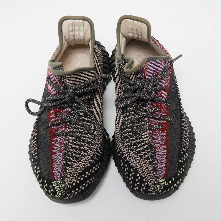 Pre Owned Adidas Yeezy Boost Multicolor Knit Fabric And Mesh 350 V2 Yecheil Reflective Sneakers Size 40