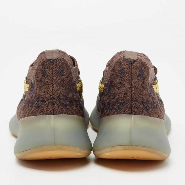 Pre Owned Yeezy x adidas Brown/Yellow Knit Fabric Boost 380 Mist Sneakers Size 37.5