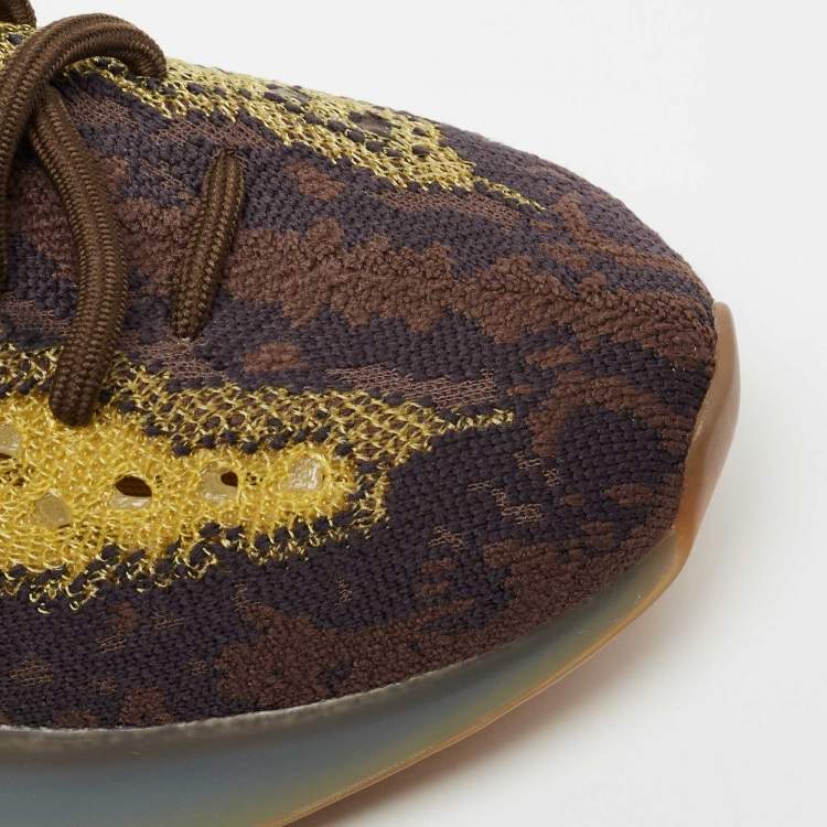 Pre Owned Yeezy x adidas Brown/Yellow Knit Fabric Boost 380 Mist Sneakers Size 37.5