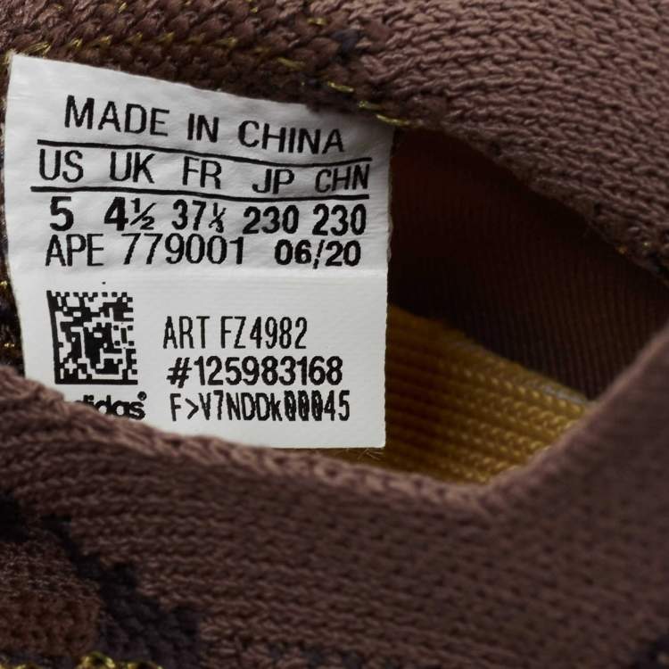 Pre Owned Yeezy x adidas Brown/Yellow Knit Fabric Boost 380 Mist Sneakers Size 37.5