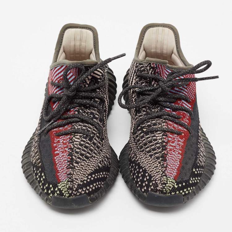 Pre Owned Yeezy x Adidas Black Knit Fabric Boost 350 V2 Yecheil Low-Top Sneakers Size 39 1/3