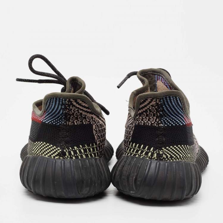 Pre Owned Yeezy x Adidas Black Knit Fabric Boost 350 V2 Yecheil Low-Top Sneakers Size 39 1/3