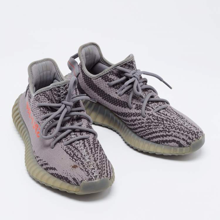 Pre Owned Adidas x Yeezy Boost Grey Knit Fabric 350 V2 Non-Reflective Sneakers 40 2/3