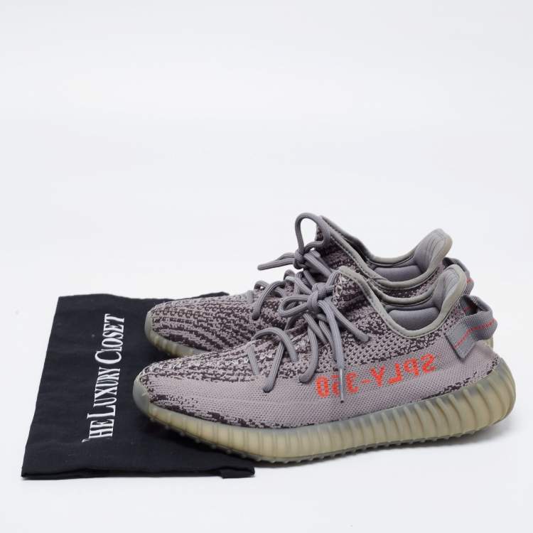 Pre Owned Adidas x Yeezy Boost Grey Knit Fabric 350 V2 Non-Reflective Sneakers 40 2/3