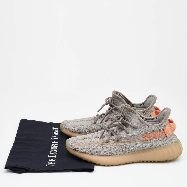 Pre Owned Yeezy x Adidas Grey Knit Fabric Boost 350 V2 True Form Sneakers Size 39 1/3