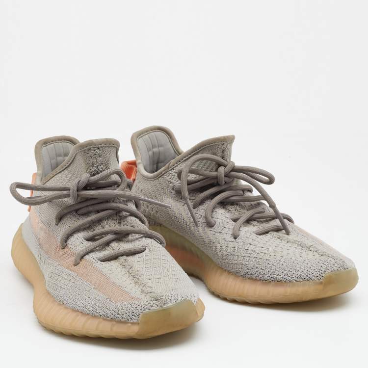 Pre Owned Yeezy x Adidas Grey Knit Fabric Boost 350 V2 True Form Sneakers Size 39 1/3