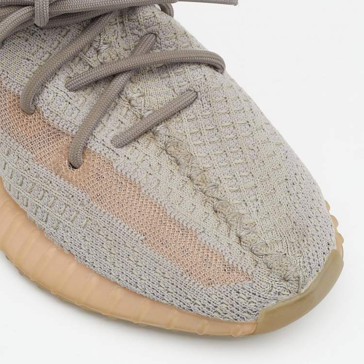 Pre Owned Yeezy x Adidas Grey Knit Fabric Boost 350 V2 True Form Sneakers Size 39 1/3