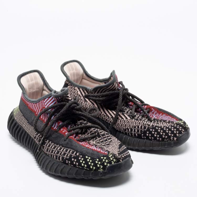 Pre Owned Adidas x Yeezy Boost Multicolor Knit Fabric And Mesh 350 V2 Yechiel Reflective Sneakers Size 40 2/3