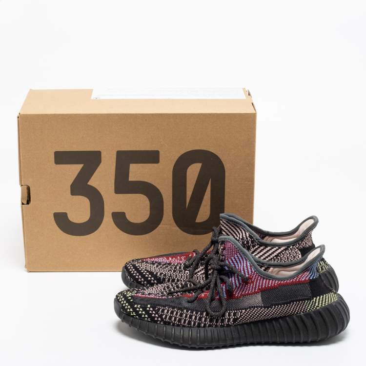 Pre Owned Adidas x Yeezy Boost Multicolor Knit Fabric And Mesh 350 V2 Yechiel Reflective Sneakers Size 40 2/3