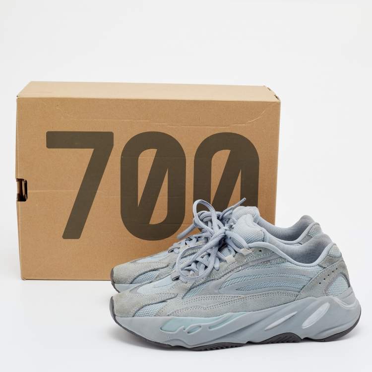 Pre Owned Yeezy x adidas Grey/Blue Suede And Mesh Boost 700 V2 Inertia Sneakers Size 39.5