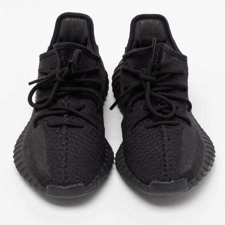 Pre Owned Yeezy x Adidas Black Knit Fabric Boost 350 V2 Sneakers Size 39 1/3 